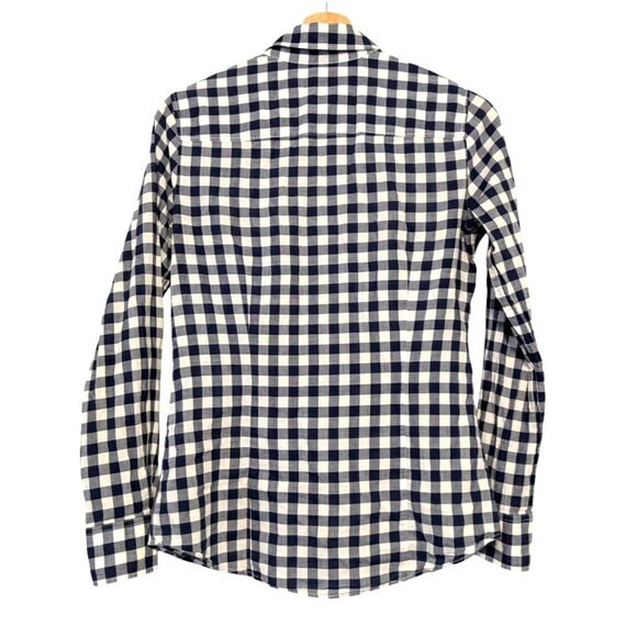 J. Crew Womens Blue White Gingham Plaid Check Button Up Shirt Size XS - Picture 2 of 6